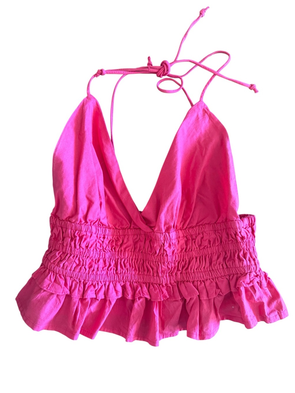 Sim & Sam Women's Pink Halter Ruffle Tank Top